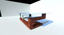 Stylish glass and wood tea table Free 3D model