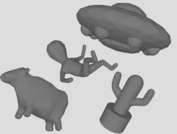 UFO Abduction - 4 pieces in a pack - low poly Free low-poly  3D model