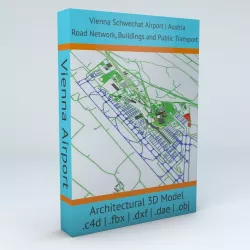 Vienna Schwechat VIE Airport Roads Buildings and Public Trans 3D model