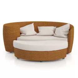 Wicker Sofa with Footrest 3D model
