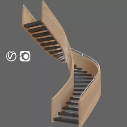 Wooden Spiral StairCase Free 3D model