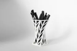 008f - Pen Holder - Wireframe - Arrowhead Pattern -  3D print model