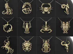 12 Zodiac Pendants Collection 3D print model