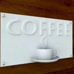 3d printable Coffee Sign with Text STL OBJ 3D print model