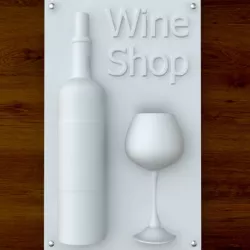 3d Printable Wine shop sign STL OBJ 3D print model