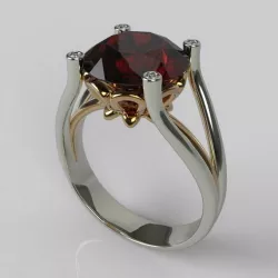 Big Ruby Round Stone Ring 3D print model