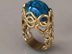 blue geometric  ring 3D print model