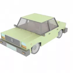 Cartoon Green Car Free low-poly  3D model