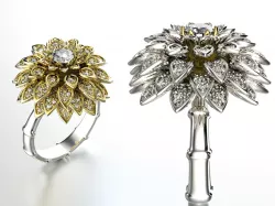 Dahlia fashion ring 0004 3D print model