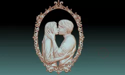 Kissing STL bas-relief 3D print model