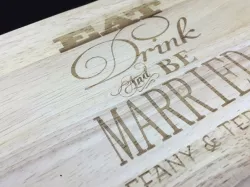 Laser Engraved Cheese Board Set for a Wedding