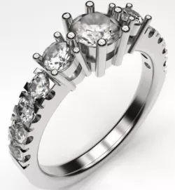 Multi-stone Engagement Ring 3D print model