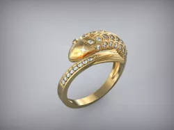 Ring Gold Fish STL 3D print model