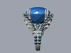 ring with topaz and diamonds 3D print model