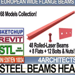 Steel Wide Flange Beams HEA Collection Revit STL Printable 3D print model