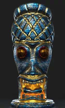 Tiki Totem 4  metal sculpt  Free low-poly  3D model