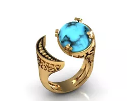 turquoise ring moon earth 3D print model