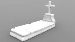 Weathered Grave With Tombstone 3D print model