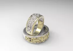 Wedding bands with inlays 3D print model