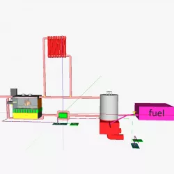 Wood fueled space heating wood 3D print model