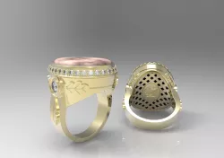 Art deco signet ring with oak leaves 3D print model