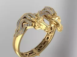 horse face precious bangle bracelet 3D print model