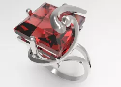 Ring Big red square stone STL 3D print model