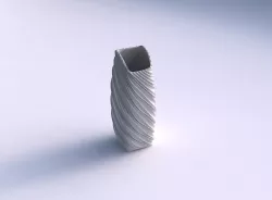 Vase arc rectangle with wavy extruded lines 3D print model