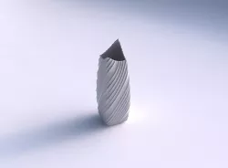 Vase double arc rectangle with flowing extruded lines 3D print model