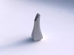 Vase top bent rectangle 2 with strange tiles 3D print model