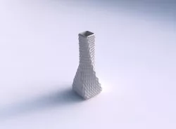 Vase twisted squeezed rectangle with grid piramides 3D print model