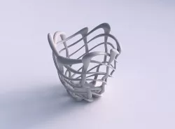 Bowl cylindrical with interlacing fine lattice twisted wavy 3D print model