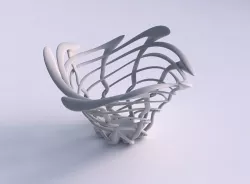 Bowl cylindrical with interlacing fine lattice wavy top 3D print model