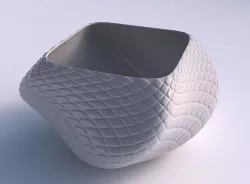 Bowl helix with diagonal grid bulges 3D print model