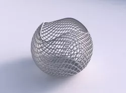Bowl Spheric wavy with fine diagonal grid lattice 3D print model