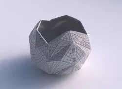 Bowl Spheric wavy with fine mosaic plates 3D print model