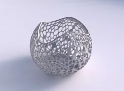 Bowl spheric wavy with fine organic lattice 3D print model