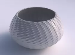 Bowl squeezed twisted with grid piramides 3D print model