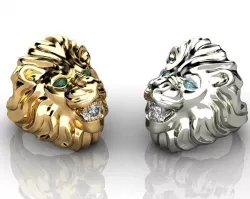 Diamond King Lion Ring 3D print model