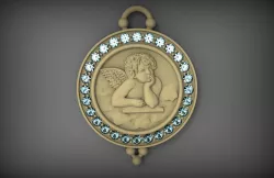 pendant  angel with stones  STL 3D print model