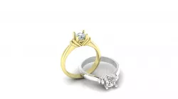 Solitaire Diamond Ring With Hearts 3D print model