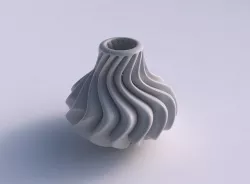 Vase curved wavy small with extruded lines squeezed 3D print model