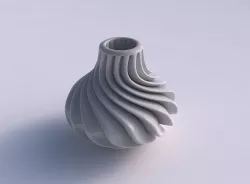 Vase curved wavy small with extruded lines twisted and squeezed 3D print model