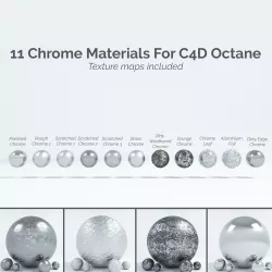 11 Chrome Materials for C4D Octane render Texture