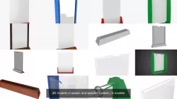 3D models of plastic and wooden holders 3D Model Collection
