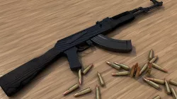 Ak-47 with bullets Low-poly  3D model