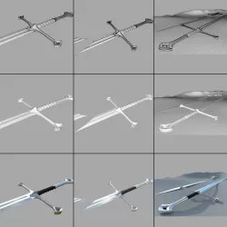 Anduril Narsil Low-poly  3D model