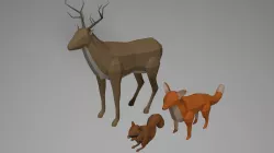 ANIMAL BUNDLE deer fox squirrel Low-poly  3D model