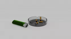 Ashtray with Cigarettes and Lighter 3D model