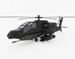 Attack Helicopter with Pilots Low-poly  3D model